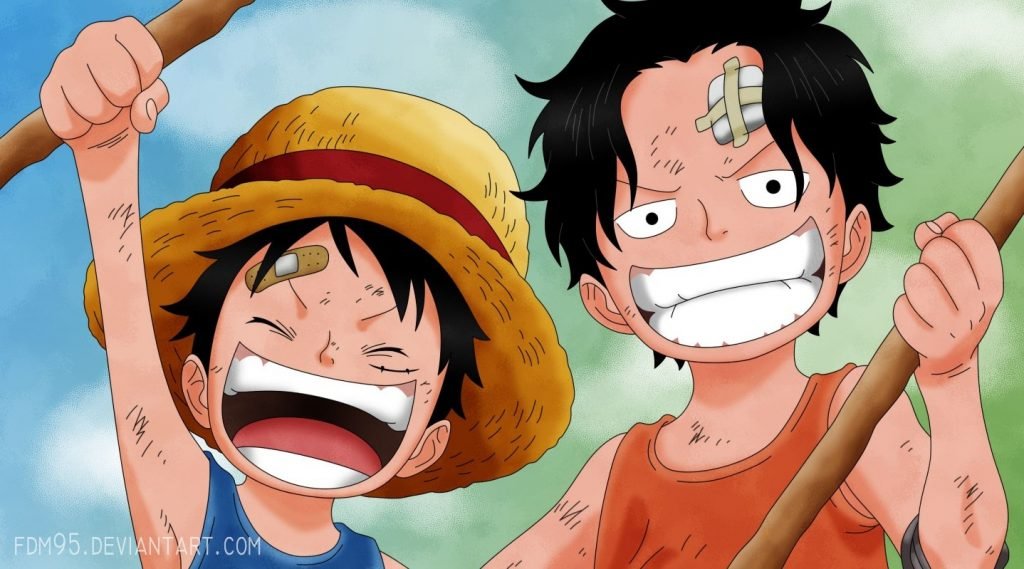 Luffy and Ace adopted brothers were raised by Luffy’s grandfather. 