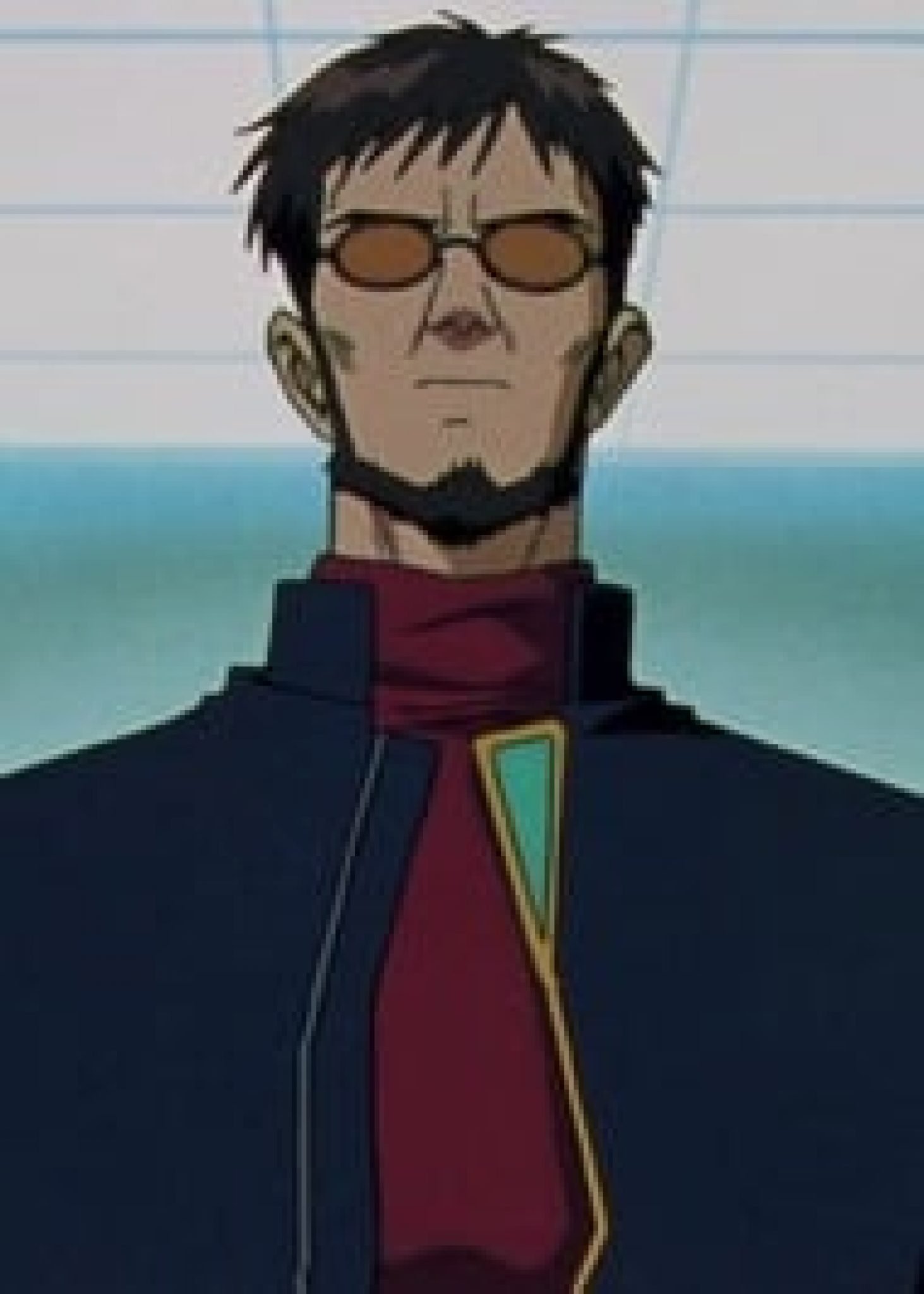 Portrait of Gendo Ikari from The End of Evangelion showcasing his resolve